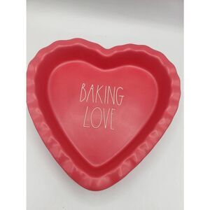 Rae Dunn BAKING LOVE Red Heart Dish Pan Ceramic Valentines Day Collectible